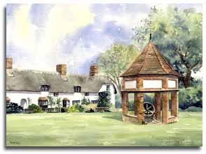 Original watercolour painting of Ardeley, Hertfordshire, by artist Lesley Olver