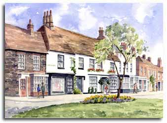 Print of watercolour painting of Beaconsfield, by artist Lesley Olver