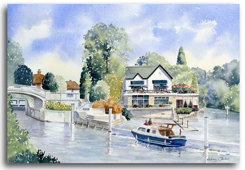 Original watercolour painting of Boulters Hotel, Maidenhead