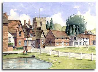 Print of watercolour painting of Chalfont St.Giles, by artist Lesley Olver