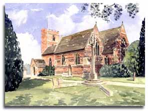 Print of watercolour painting of Chalfont St Peter, by artist Lesley Olver