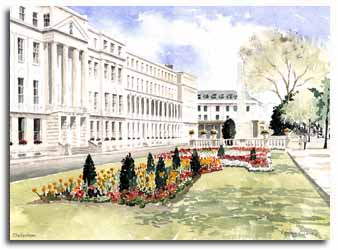 Print of watercolour painting of Cheltenham, by artist Lesley Olver