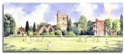 Print of watercolour painting of Cricket at Bray, by artist Lesley Olver