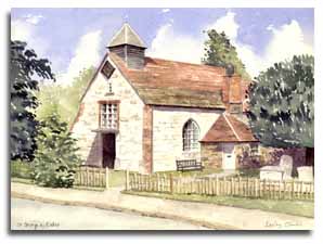 Print of watercolour painting of Esher, by artist Lesley Olver