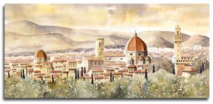 Aquarelle de Florence, ralise par l'artiste Lesley Olver