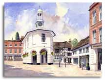 Print of watercolour painting of Godalming, by artist Lesley Olver