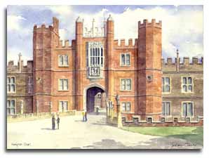 Reproduction d'une aquarelle de Hampton Court, ralise par l'artiste Lesley Olver