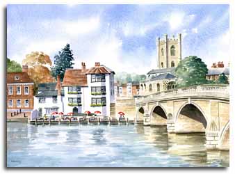 Print of watercolour painting of Henley-on-Thames, by artist Lesley Olver