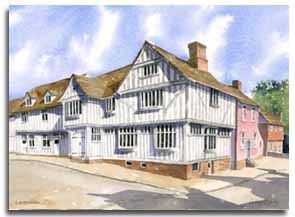 Print of watercolour painting of Lavenheam, by artist Lesley Olver