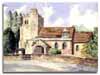 Original watercolour painting of Little Missenden Church, by Lesley Olver