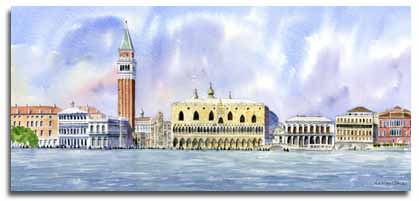 Print of original watercolour painting of Venice, by artist Lesley Olver