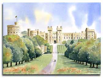 Aquarelle de Windsor Castle, ralise par l'artiste Lesley Olver