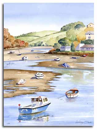 Original watercolour painting of Looe, by artist Lesley Olver