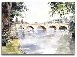 Print of watercolour painting of Maidenhead Bridge, by artist Lesley Olver