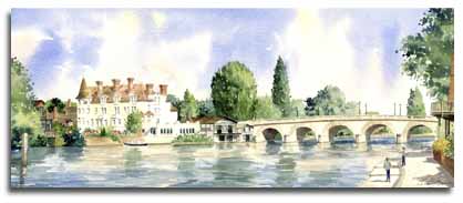 Limited Edition Print of watercolour painting of Maidenhead, by artist Lesley Olver