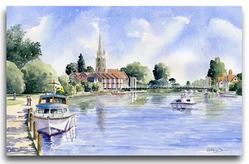 Original watercolour painting of Marlow, by artist Lesley Olver