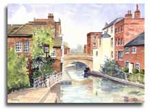 Print of watercolour painting of Newbury, by artist Lesley Olver