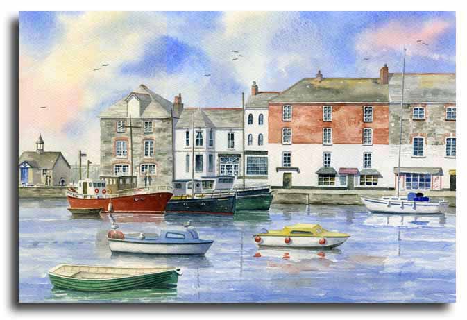 Original watercolour painting of Padstow by artist Lesley Olver