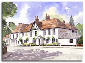 Print of watercolour painting of Pangbourne, by artist Lesley Olver