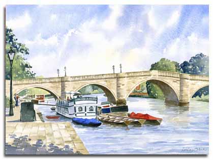 Aquarelle de Richmond-on-Thames, ralise par l'artiste Lesley Olver