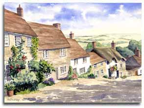 Original watercolour painting of Shaftesbury, by artist Lesley Olver