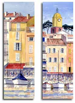 Prints of watercolour paintings of St Tropez, by  artist Lesley Olver