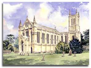 Print of watercolour painting of Theale, by artist Lesley Olver