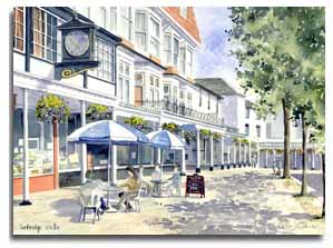 Reproduction d'une aquarelle de Tunbridge Wells, ralise par l'artiste Lesley Olver