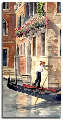 Print of watercolour painting of Venice, by artist Lesley Olver