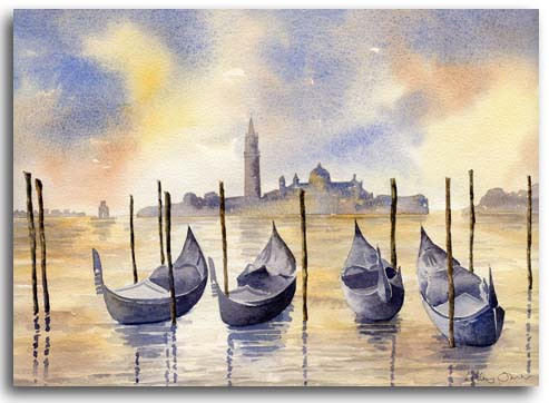 Original watercolour painting of Venice by artist Lesley Olver