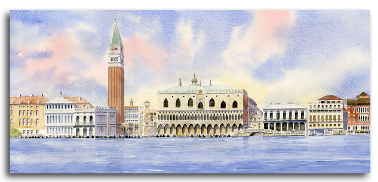 Original watercolour painting of Venice, by artist Lesley Olver