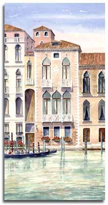 Reproduction d'une aquarelle de Venise, ralise par l'artiste Lesley Olver