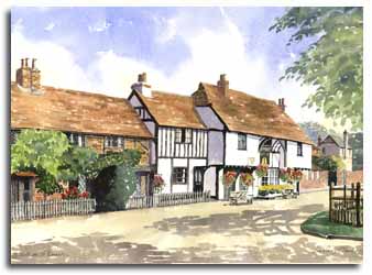 Print of Waltham St Lawrence, Berkshire, by artist Lesley Olver