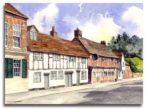 Print of watercolour painting of West Wycombe by artist Lesley Olver