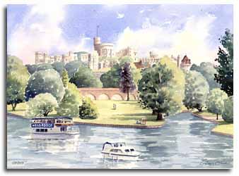 Print of watercolour painting of Windsor Castle, by artist Lesley Olver