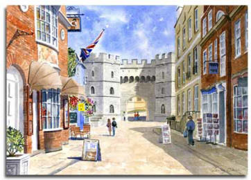 Aquarelle de Windsor Castle, ralise par l'artiste Lesley Olver