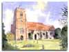 Original watercolour of Binfield Church, by Lesley Olver