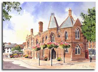 Print of watercolour painting of Wokingham, by artist Lesley Olver